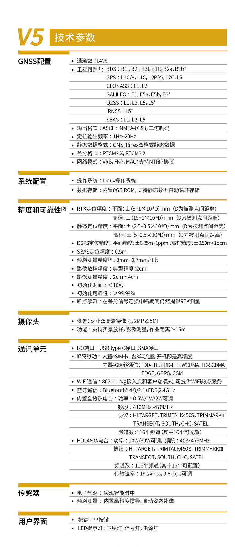 中海達V5影像小碟網(wǎng)絡(luò )RTK技術(shù)參數